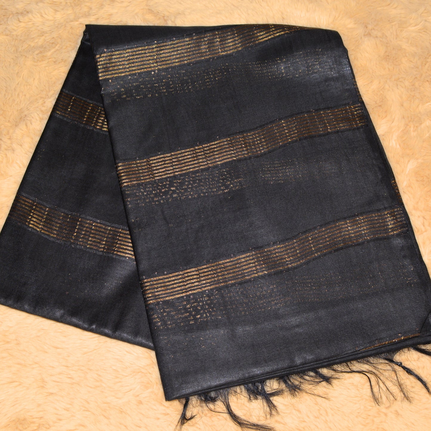 Black moonga silk saree with kalamkari blouse