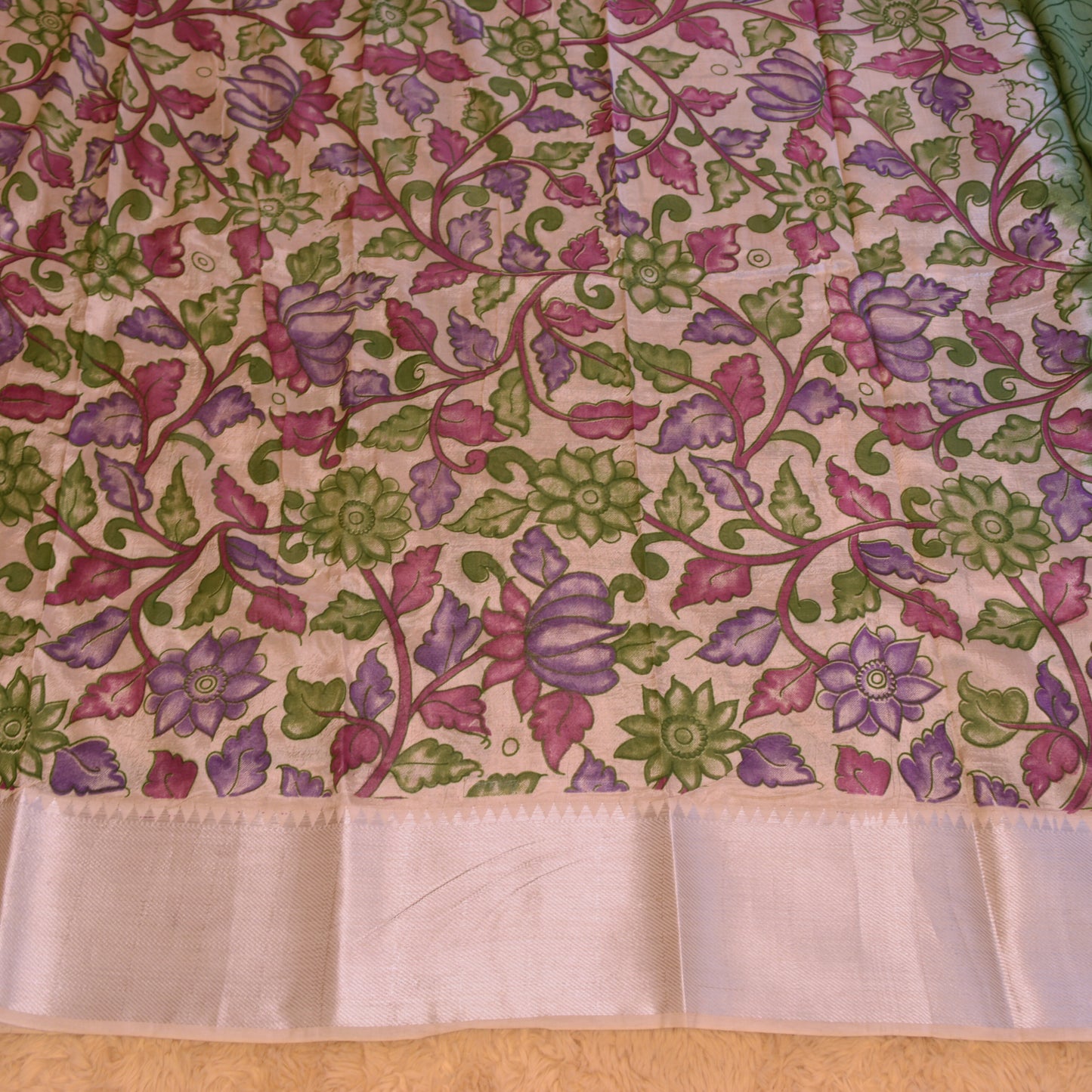 green handloom mangalagiri silk saree