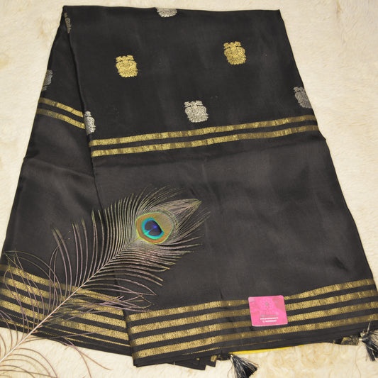 Black pure viscose crepe saree