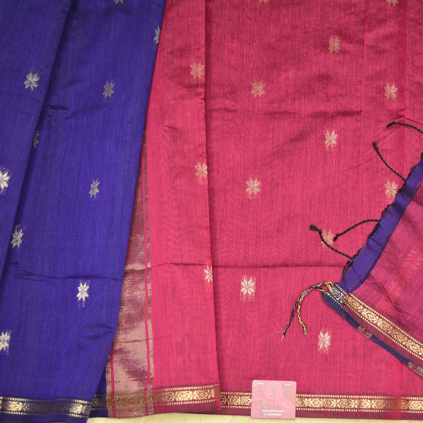 Purple maheshwari silk cotton saree
