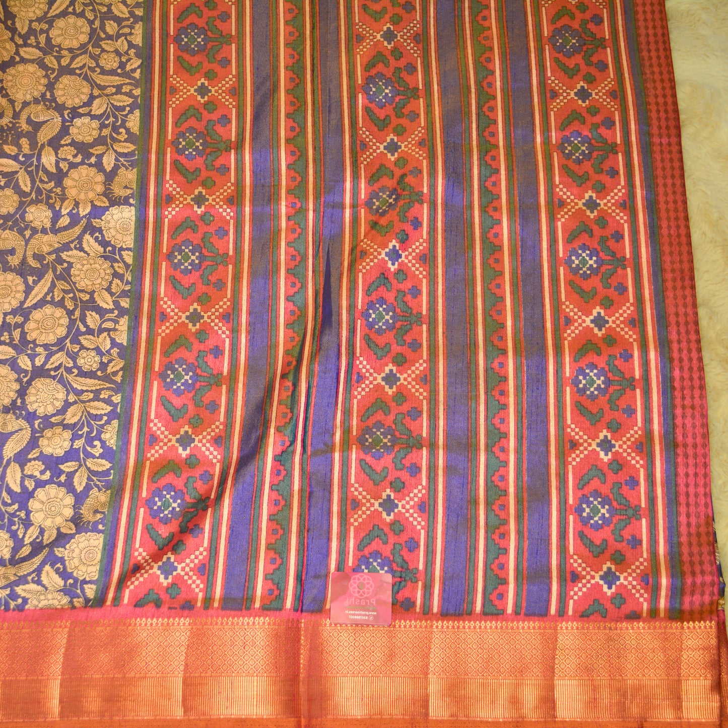 Purple with pink patola saree