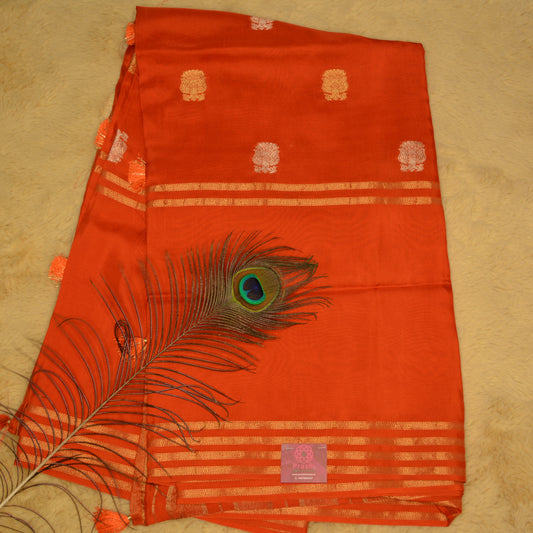 Orange pure viscose crepe saree