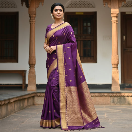 Magenta handloom kalyani cotton saree