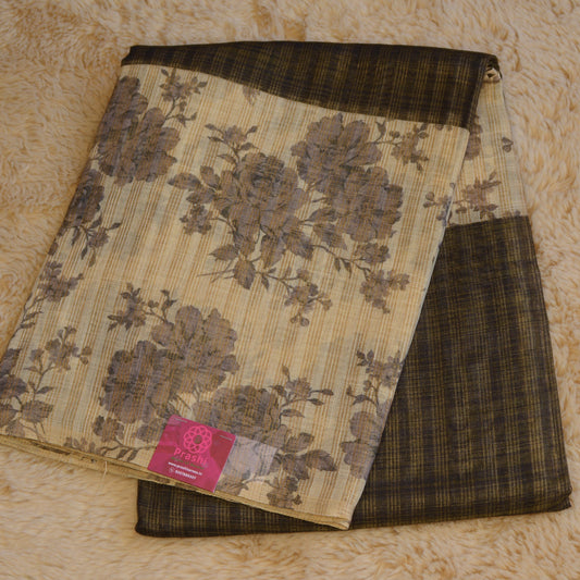Black khadi tissue floral border saree