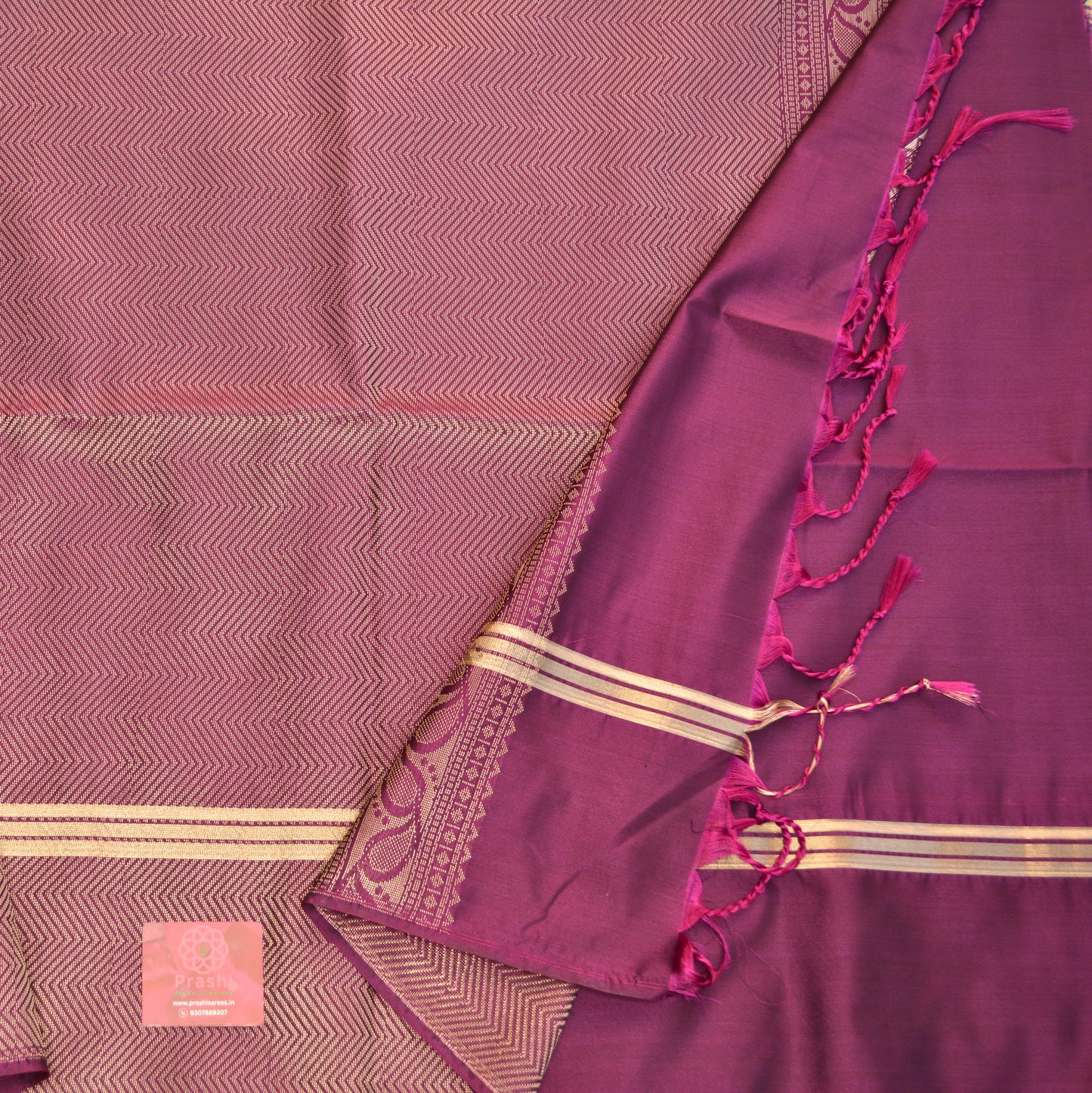Rama green and purple semi silk temple butta saree