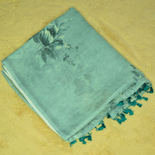 Sea blue soft kota cotton saree