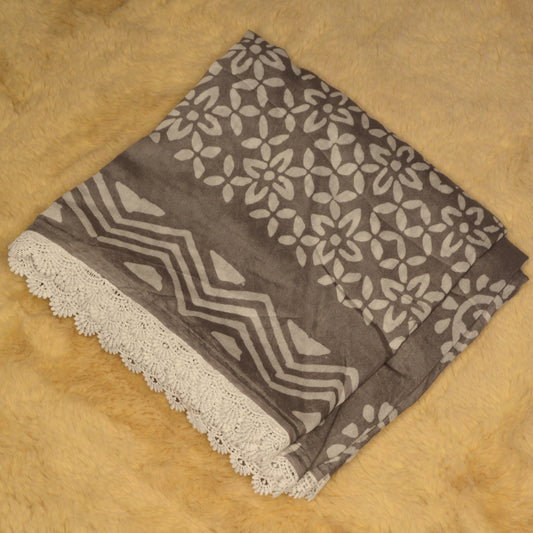 Grey maslin cotton saree