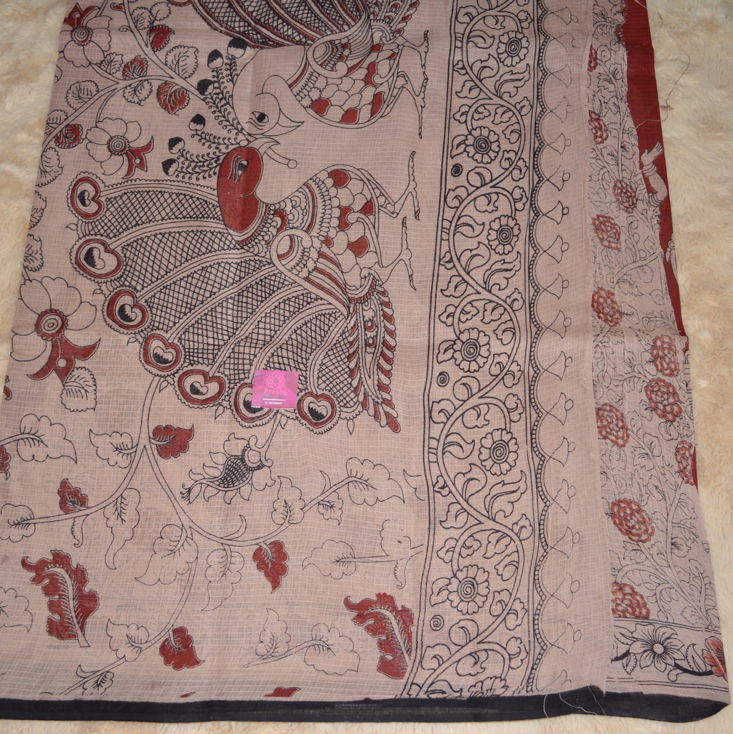 Maroon kota cotton kalamkari saree
