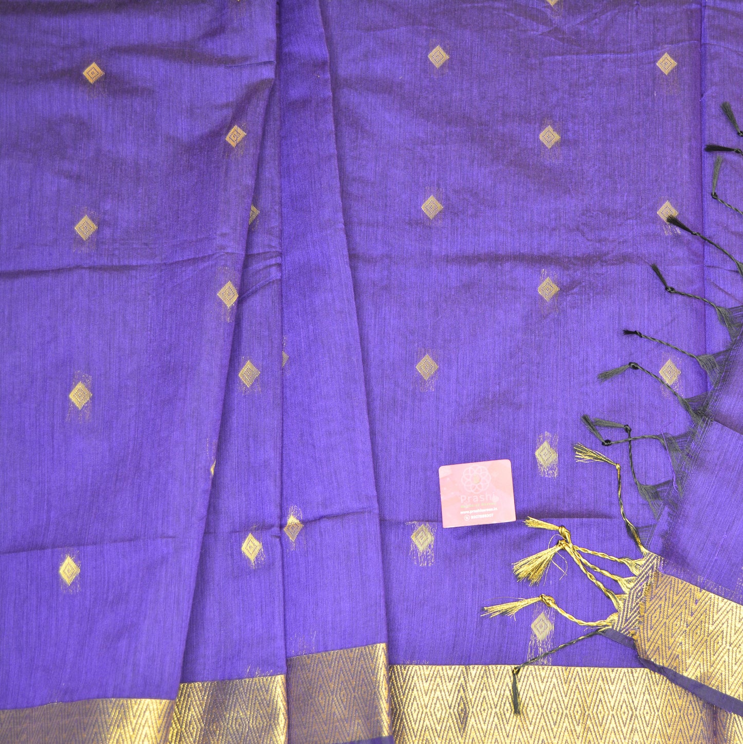 Purple maheshwari silk cotton saree