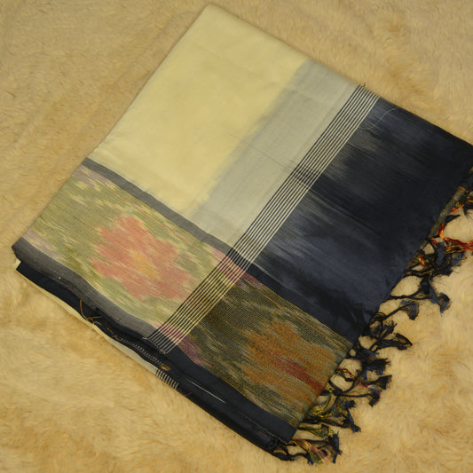 Half white and black venkatagiri silk cotton saree
