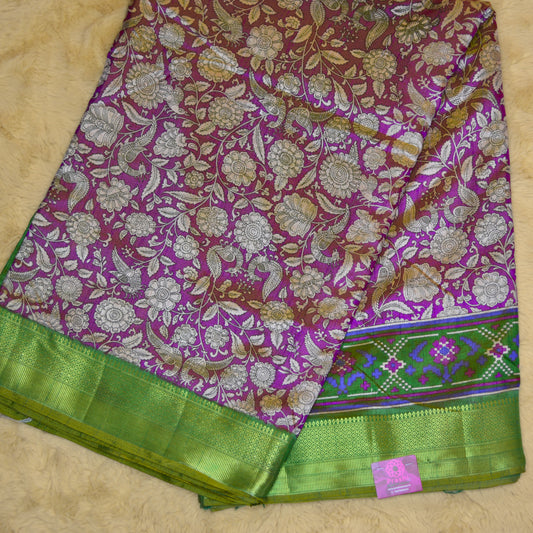Purple with green patola saree
