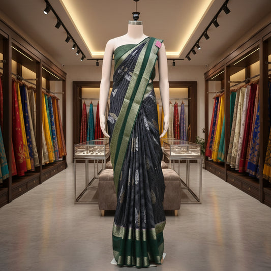 Navy blue viscose georgette saree