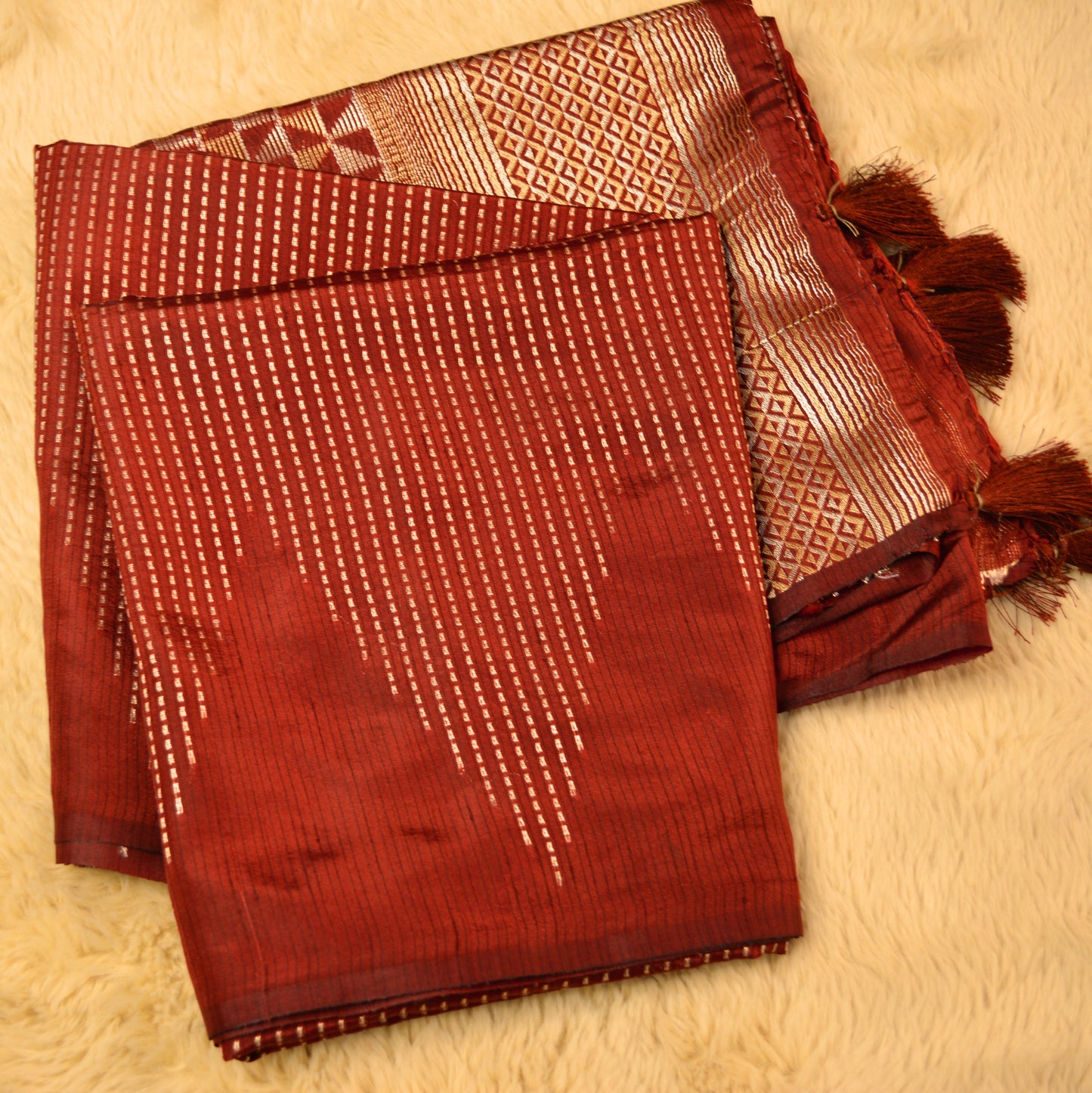 Brown colour semi silk saree