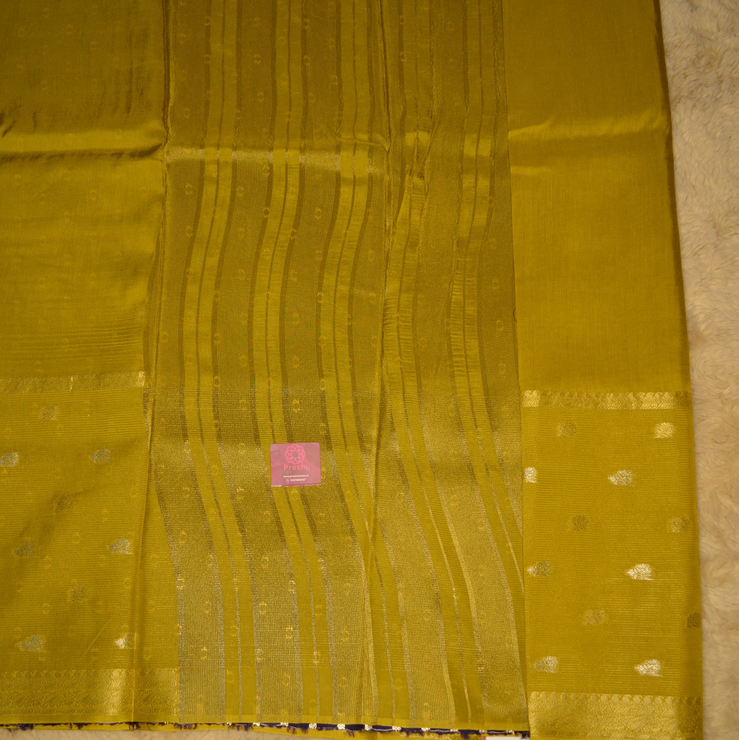 Yellow viscose crepe saree