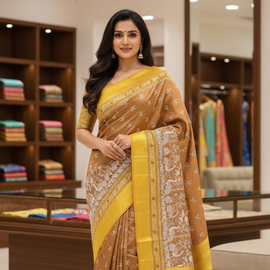 Gold colour patola saree