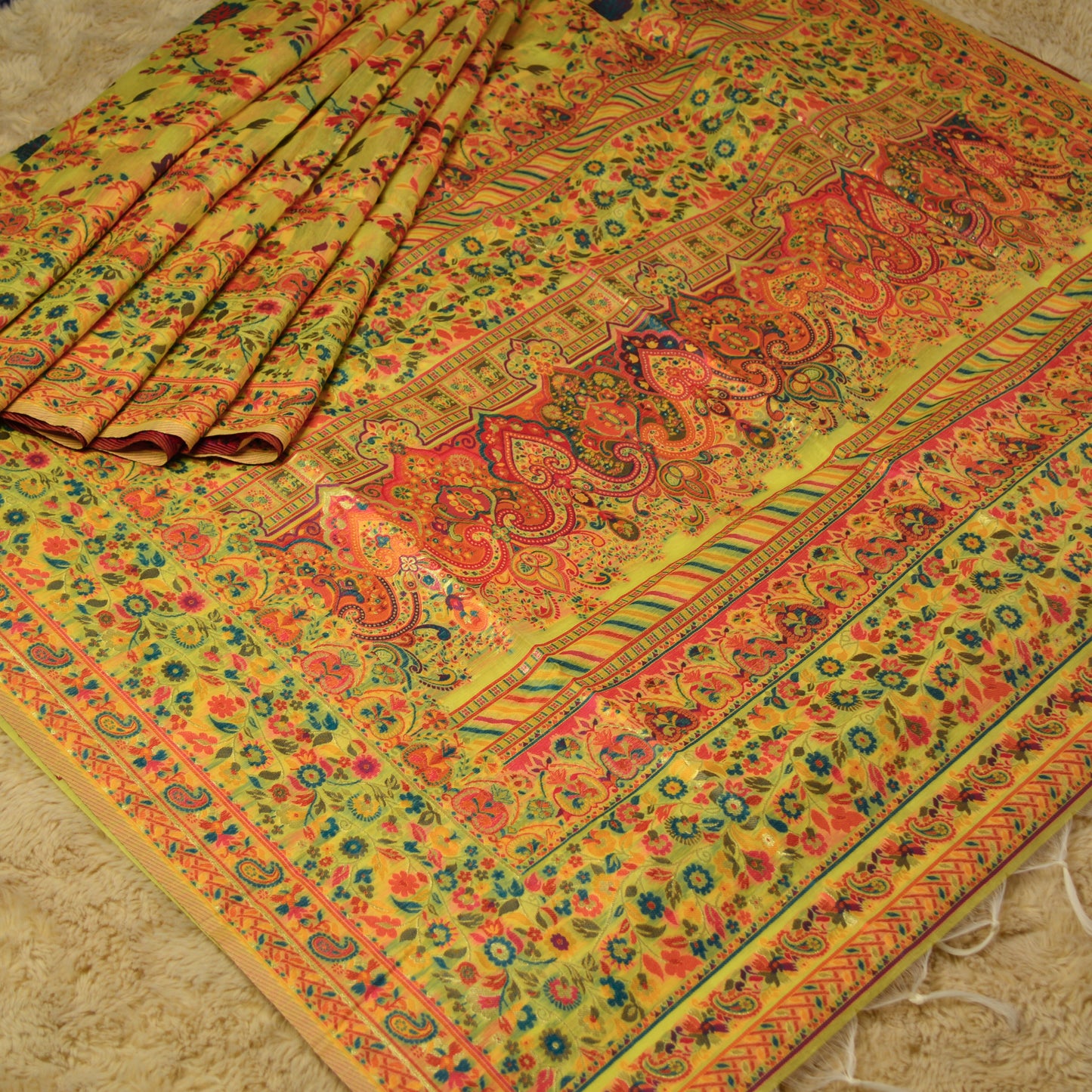 Yellow pashmina saree