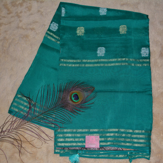 Rama green pure viscose crepe butta saree