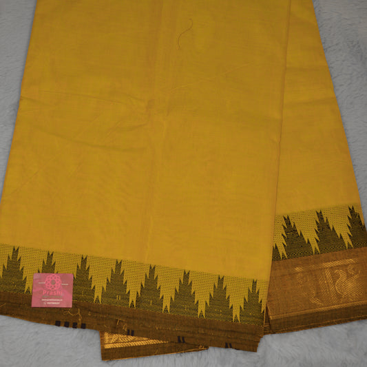 Yellow kanchi cotton saree