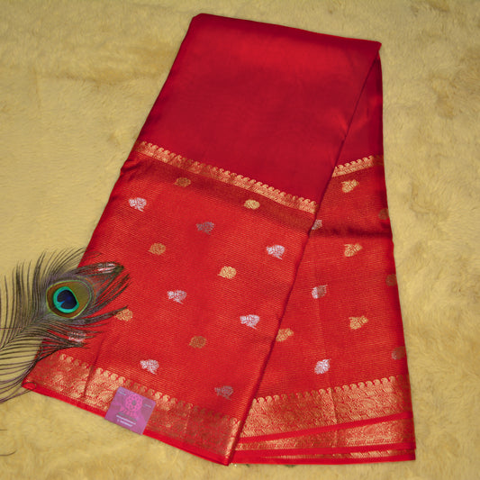 Red viscose crepe saree