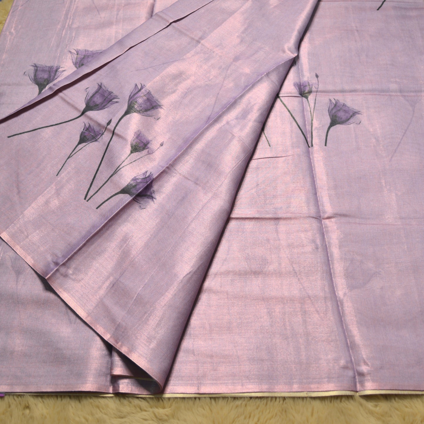 Lavender soft tissue saree