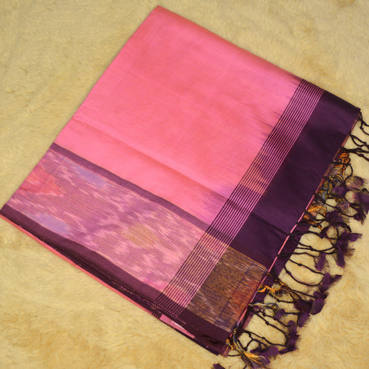 Pink and wine venkatagiri silk cotton saree