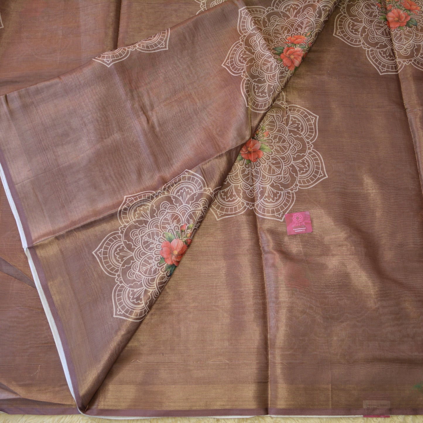 Brown soft tissue  saree