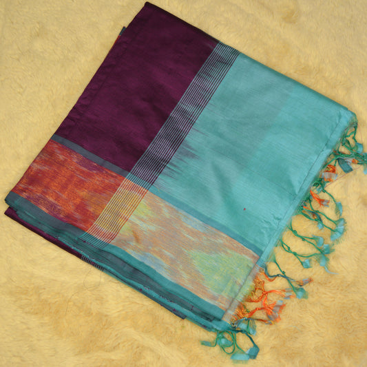 Purple and sky blue venkatagiri silk cotton saree