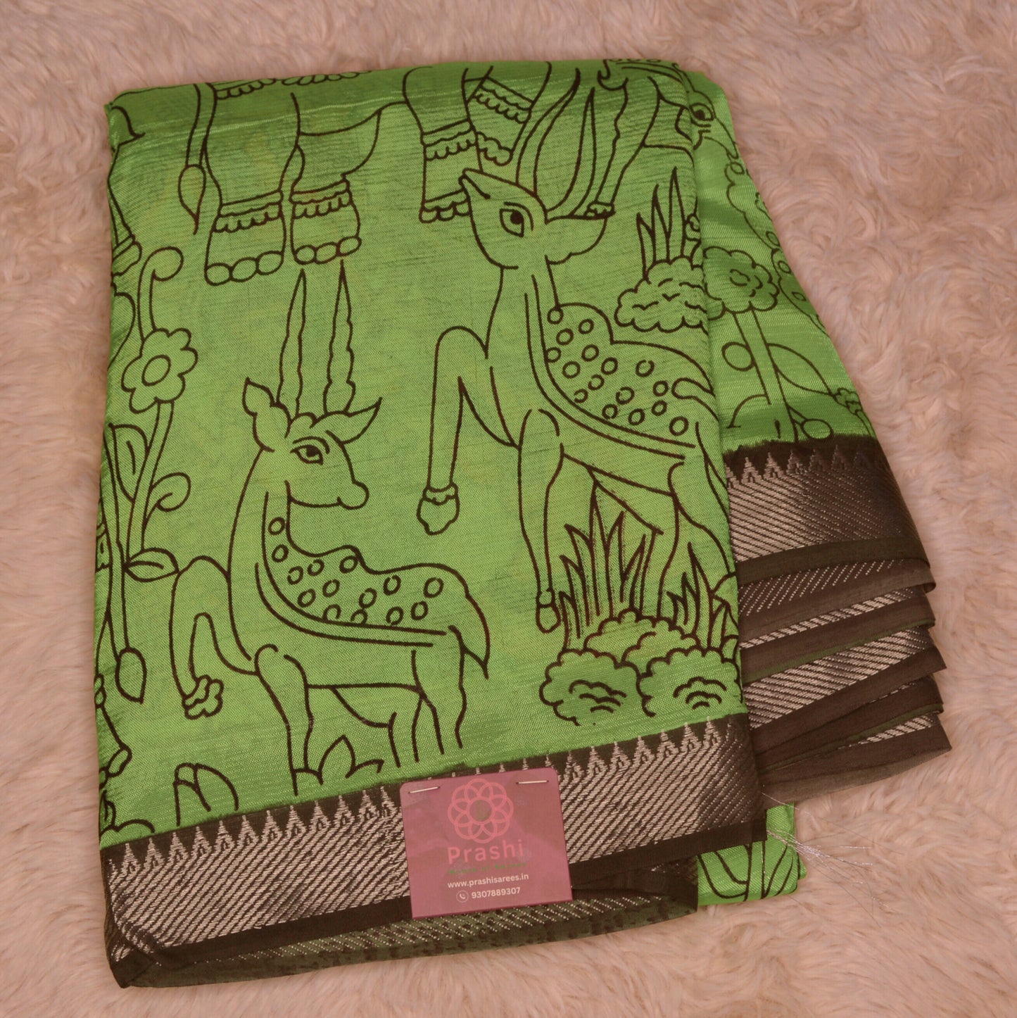 Green pure mangalagiri silk half n half