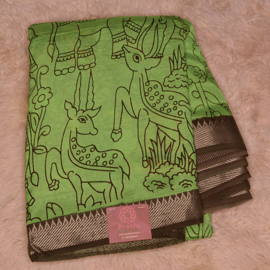 Green pure mangalagiri silk half n half