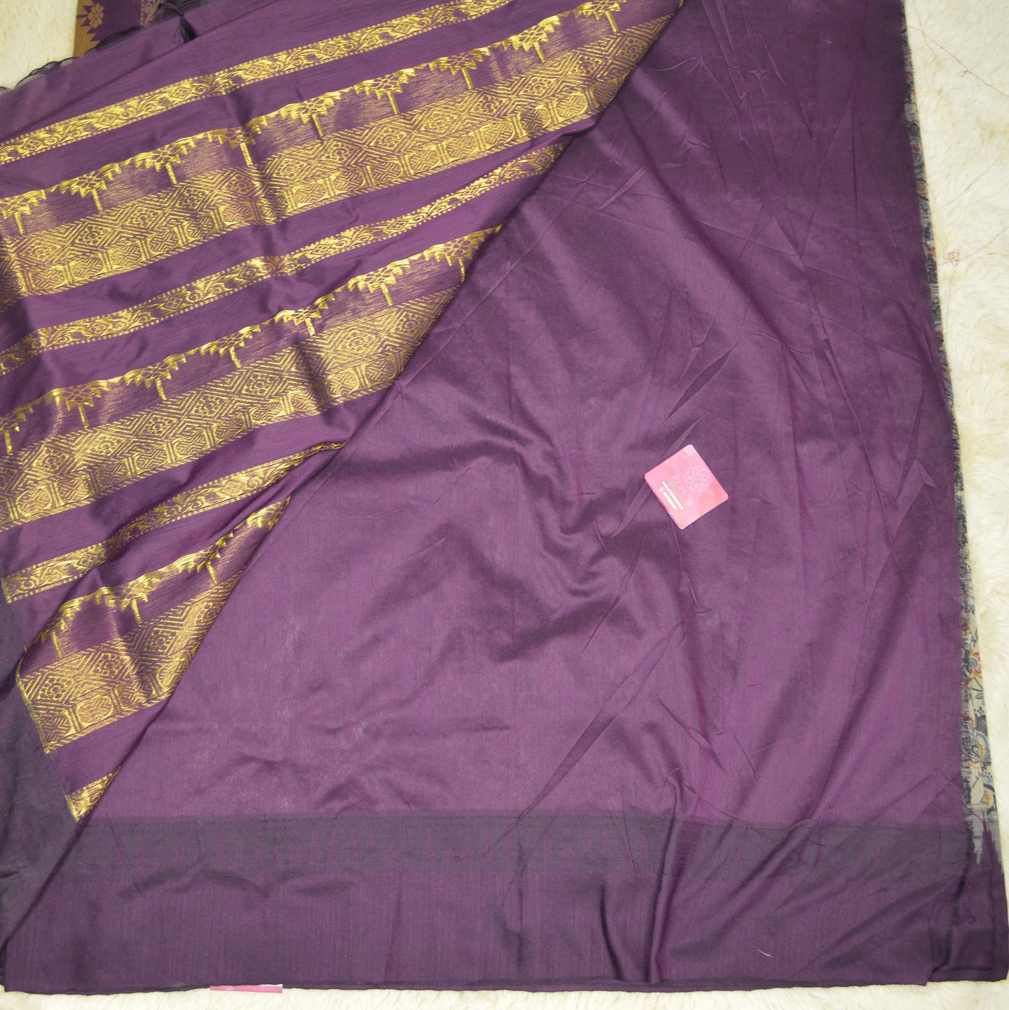 Grey with purple kalyani cotton digital print saree