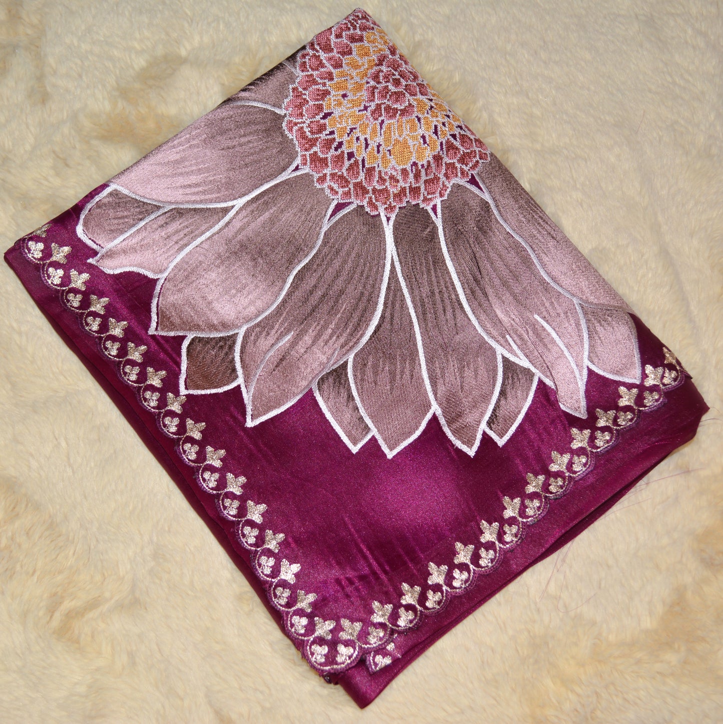 MAGENTA tissue lotus embroidery saree