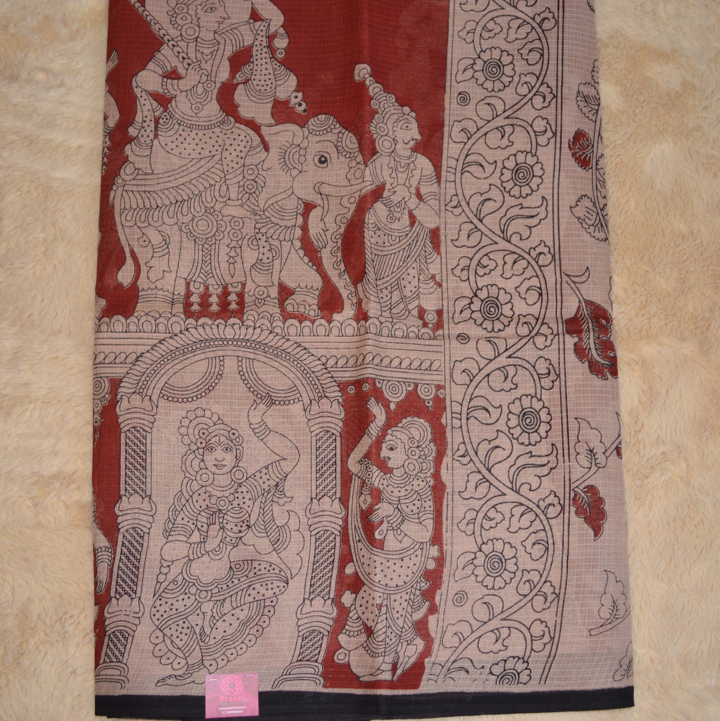 Maroon kota cotton kalamkari saree