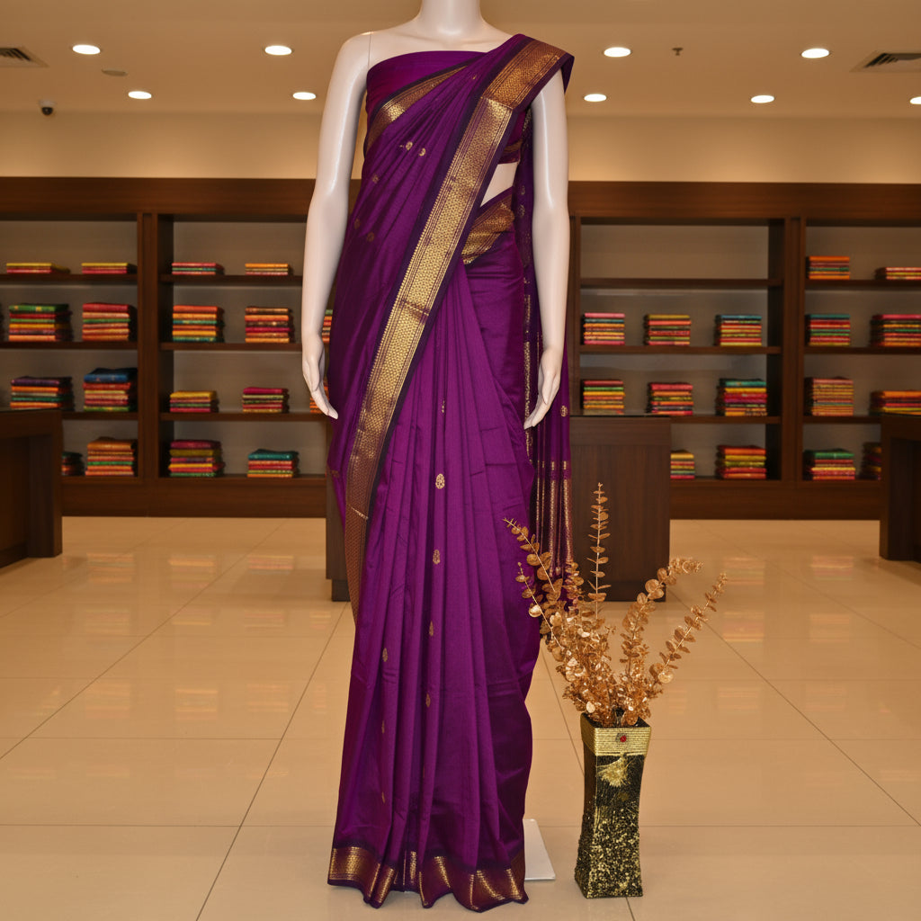 Magenta handloom kalyani cotton saree