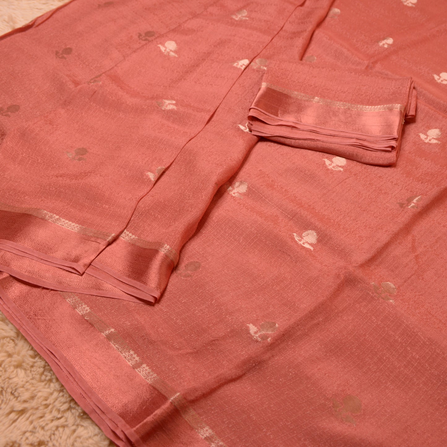 Peach khadi viscose saree