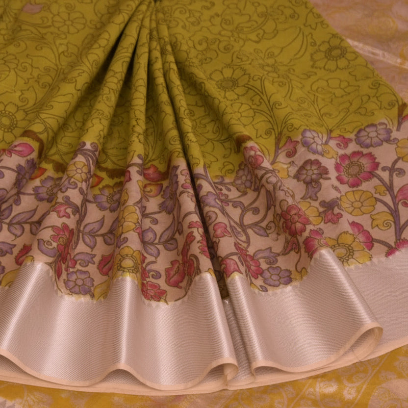 Yellow handloom mangalagiri silk saree