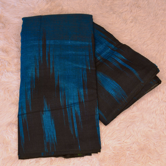 Peacock blue Handloom manibanbandha ikkat cotton saree