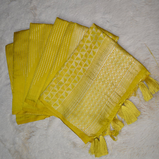 Yellow semi silk saree