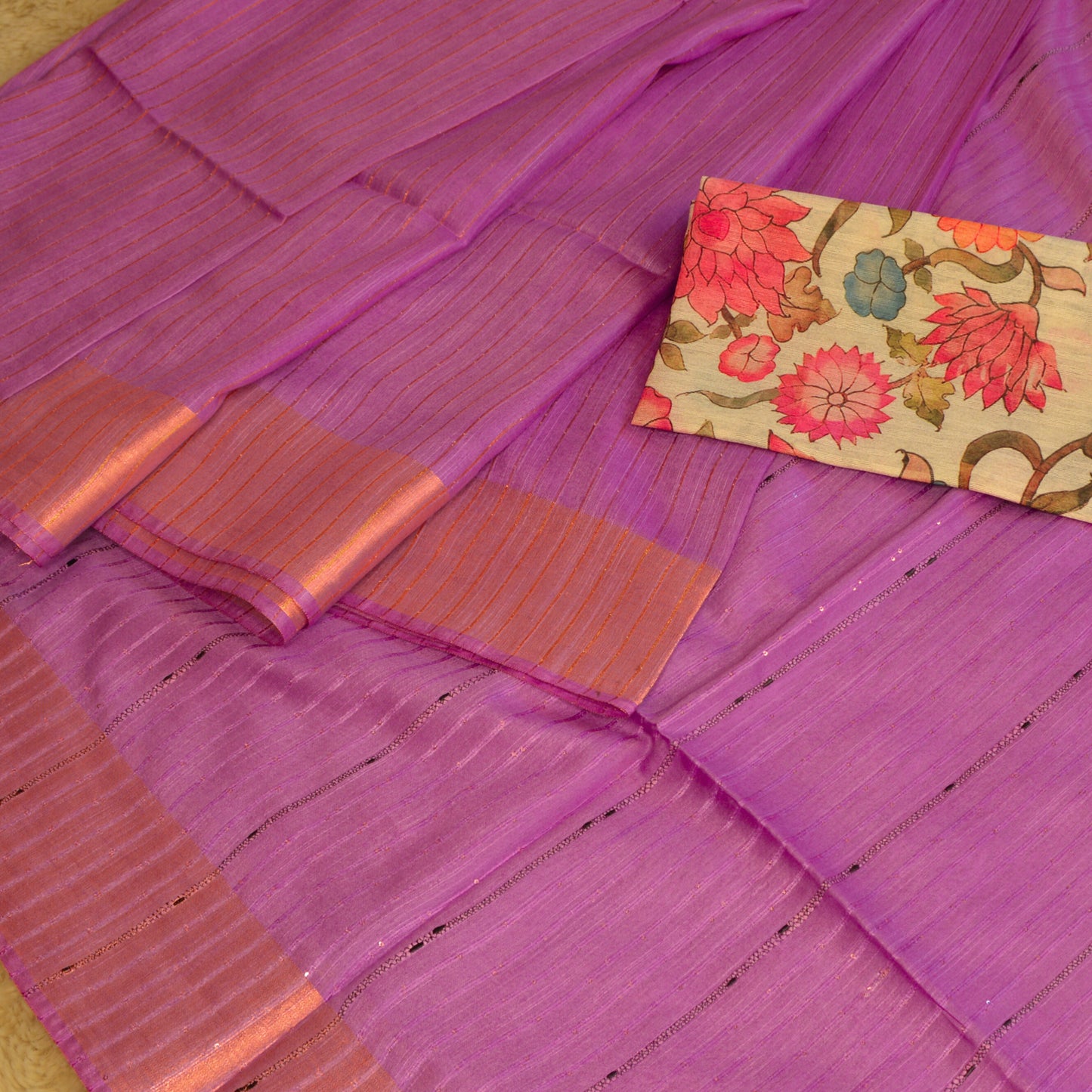 Purple mooga tissue saree with 2 blouses