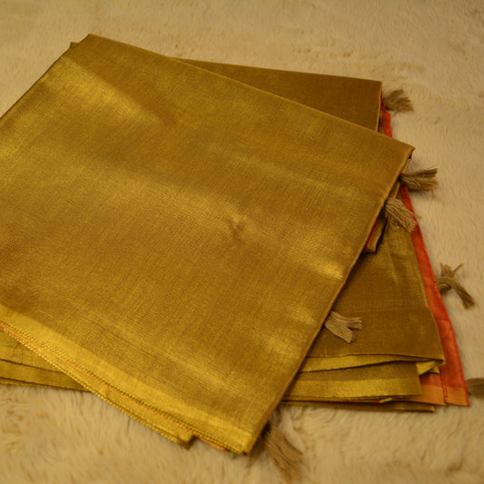 Gold colour khadi tissue saree
