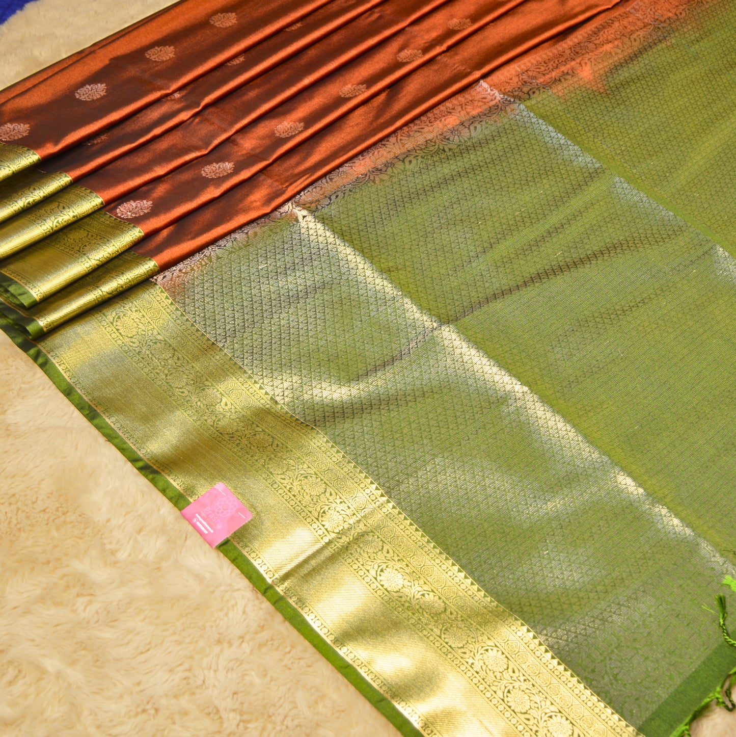 Rust orange semi soft silk saree
