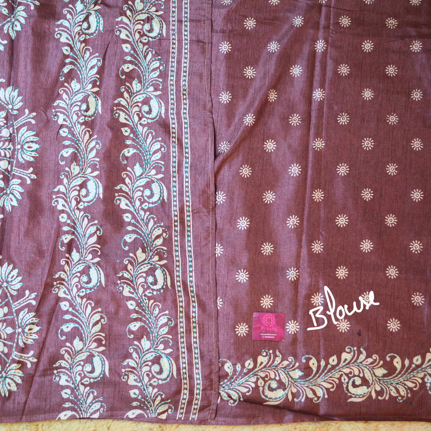 Onion pink dola silk katha work saree