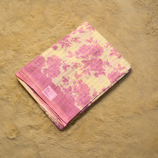 Lavender khadi tissue cotton floral print saree