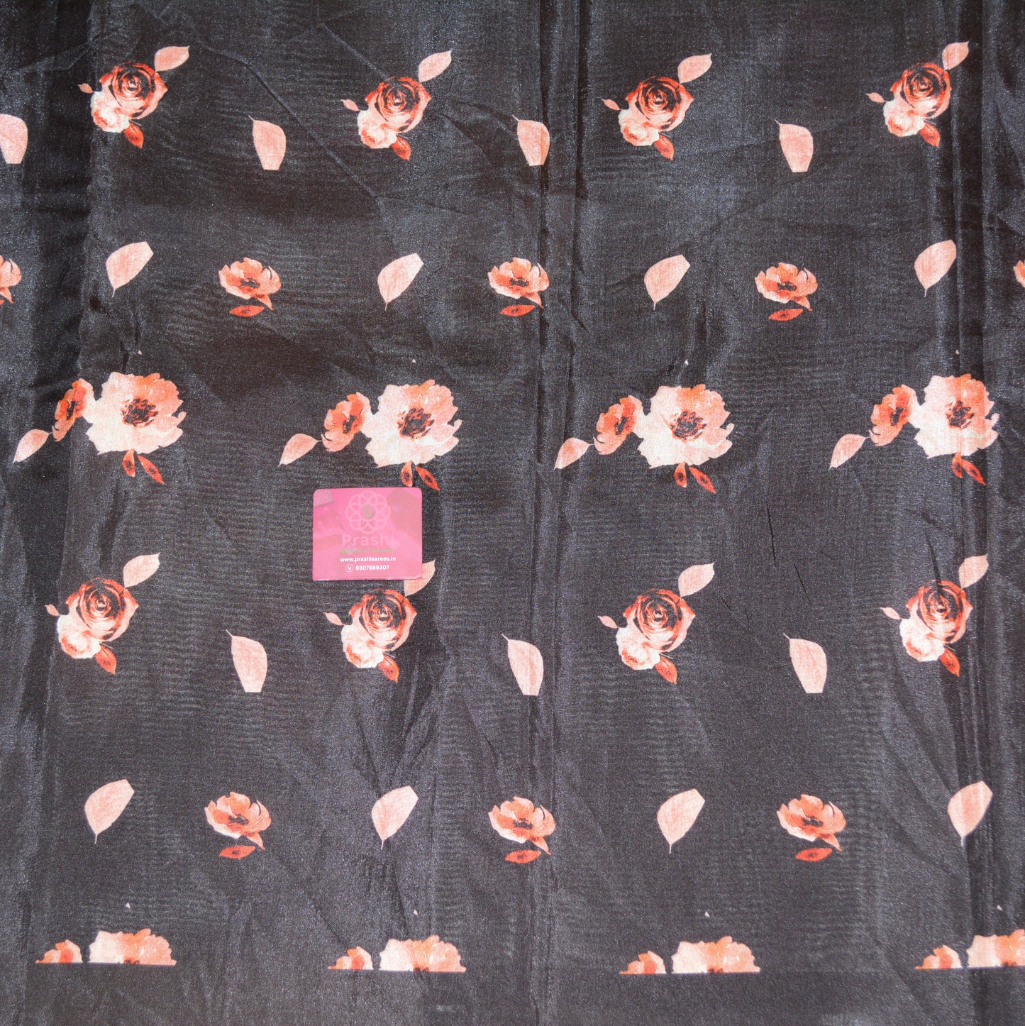 Half-white with black contrast canon silk saree