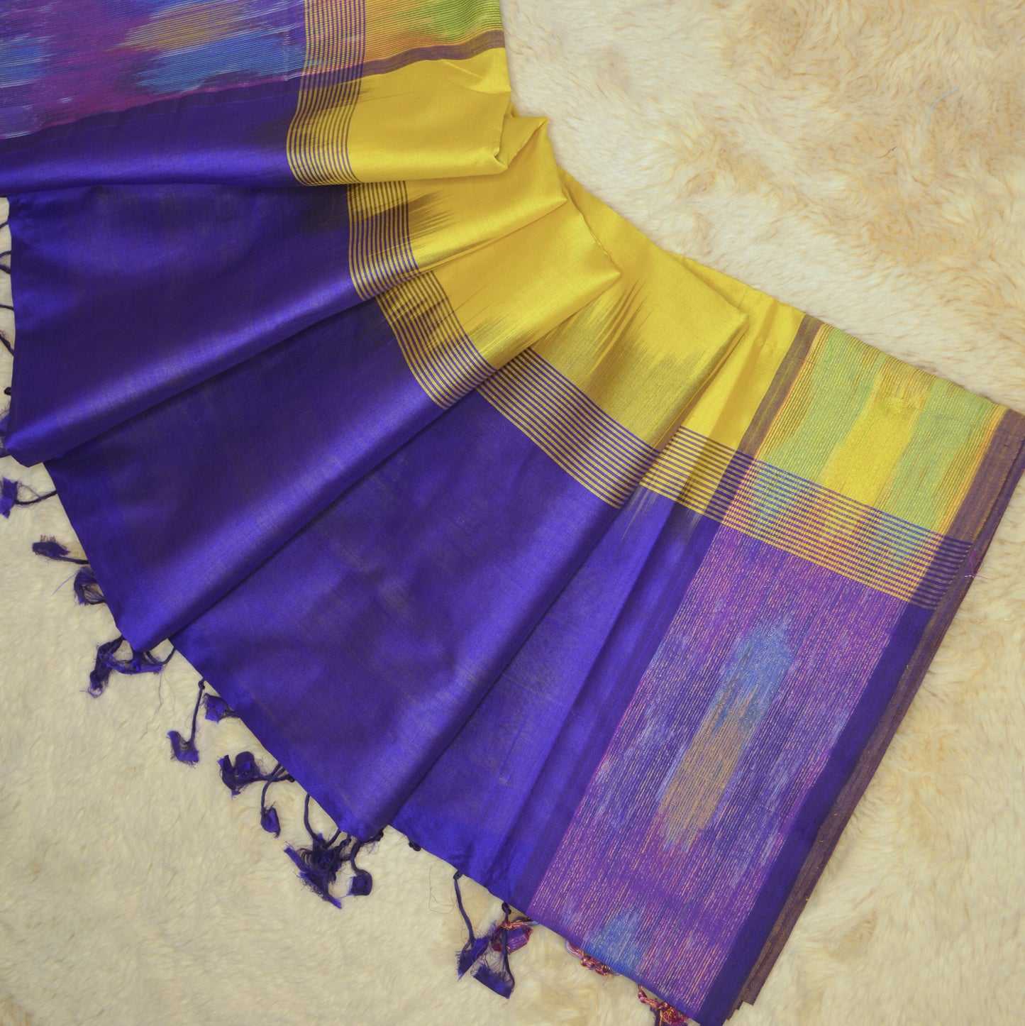 Yellow and blue venkatagiri silk cotton saree