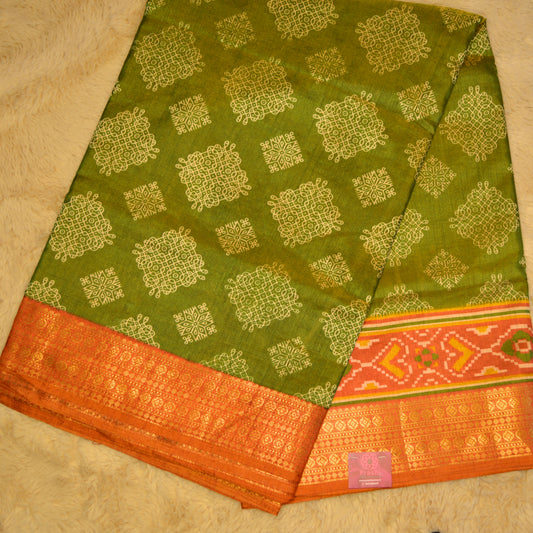 Mehandi green patola saree