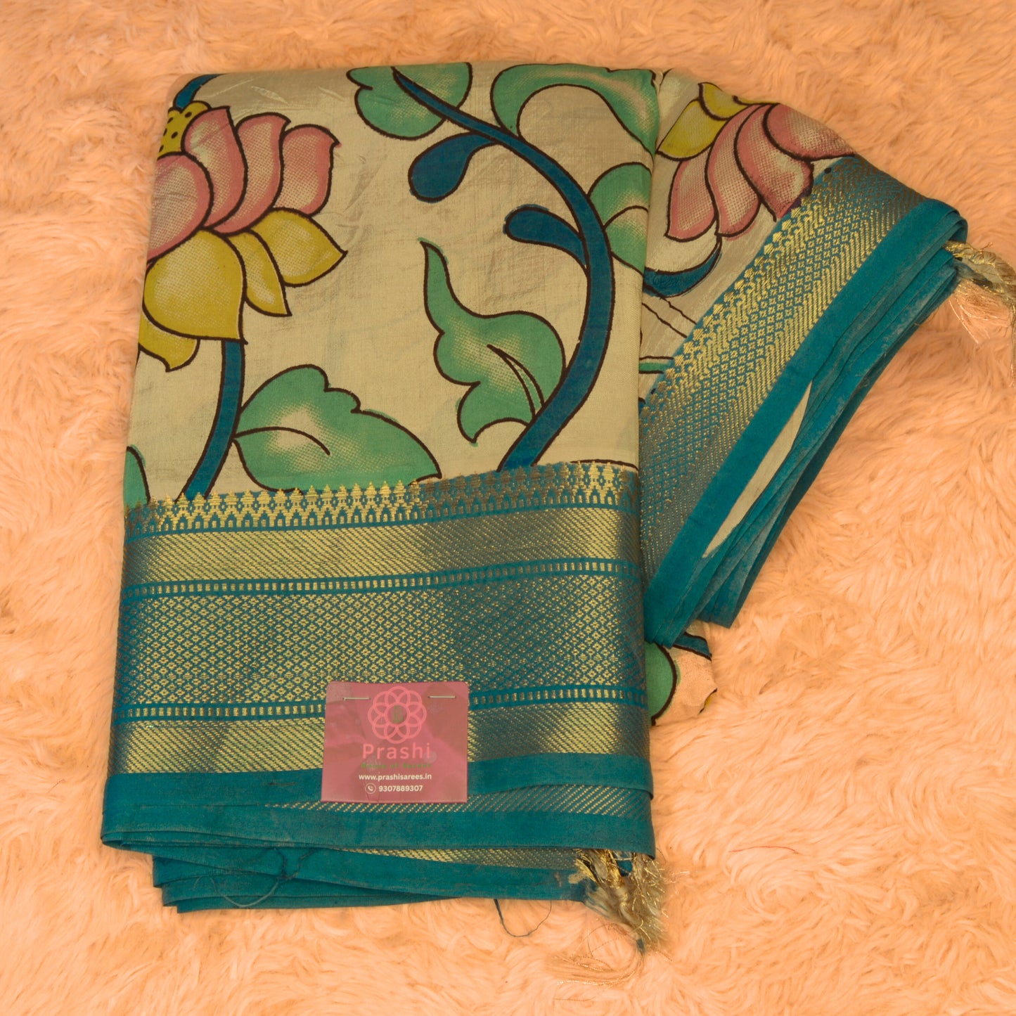 Rama green pure kalamkari chennur silk saree