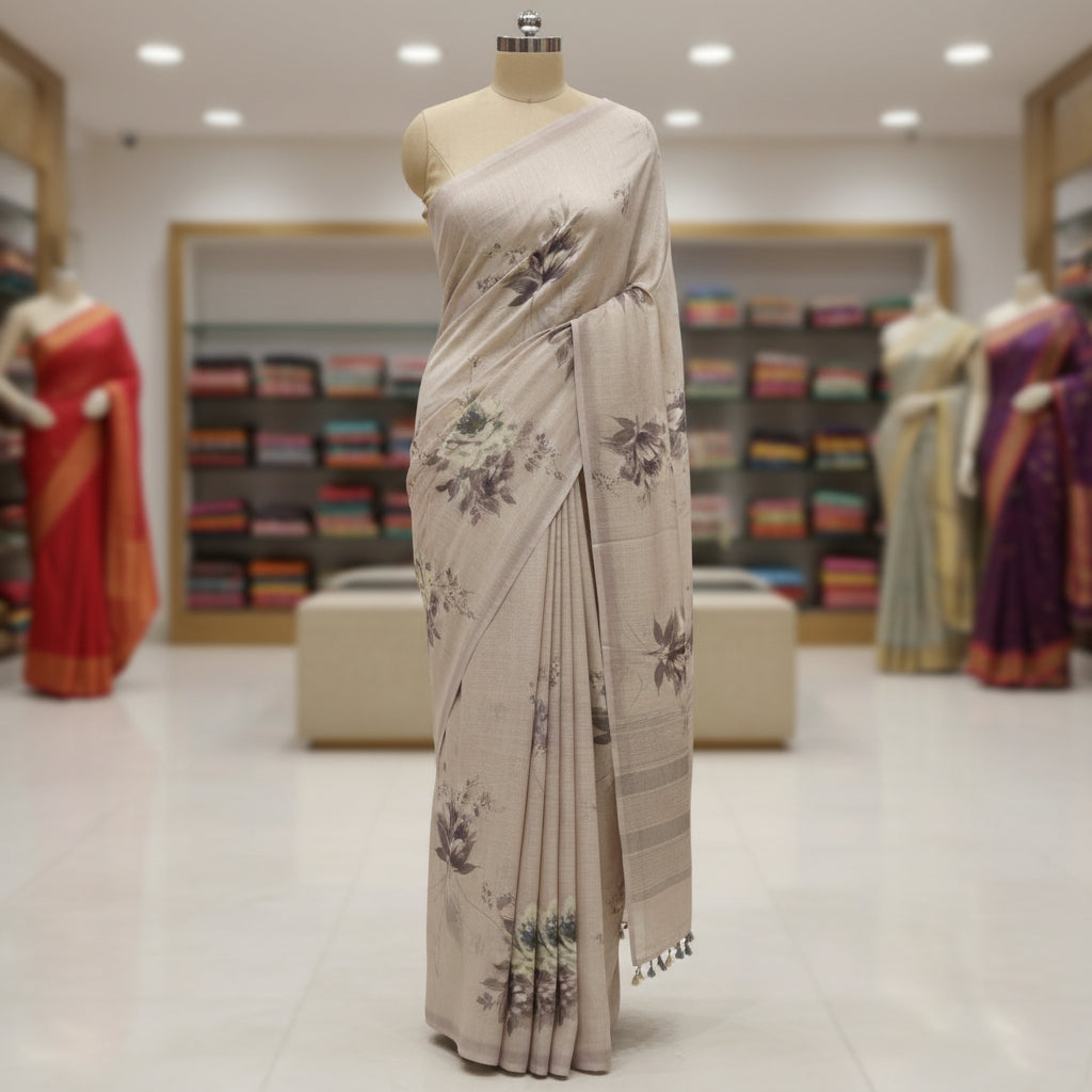Pastel Lavender shade soft kota cotton saree