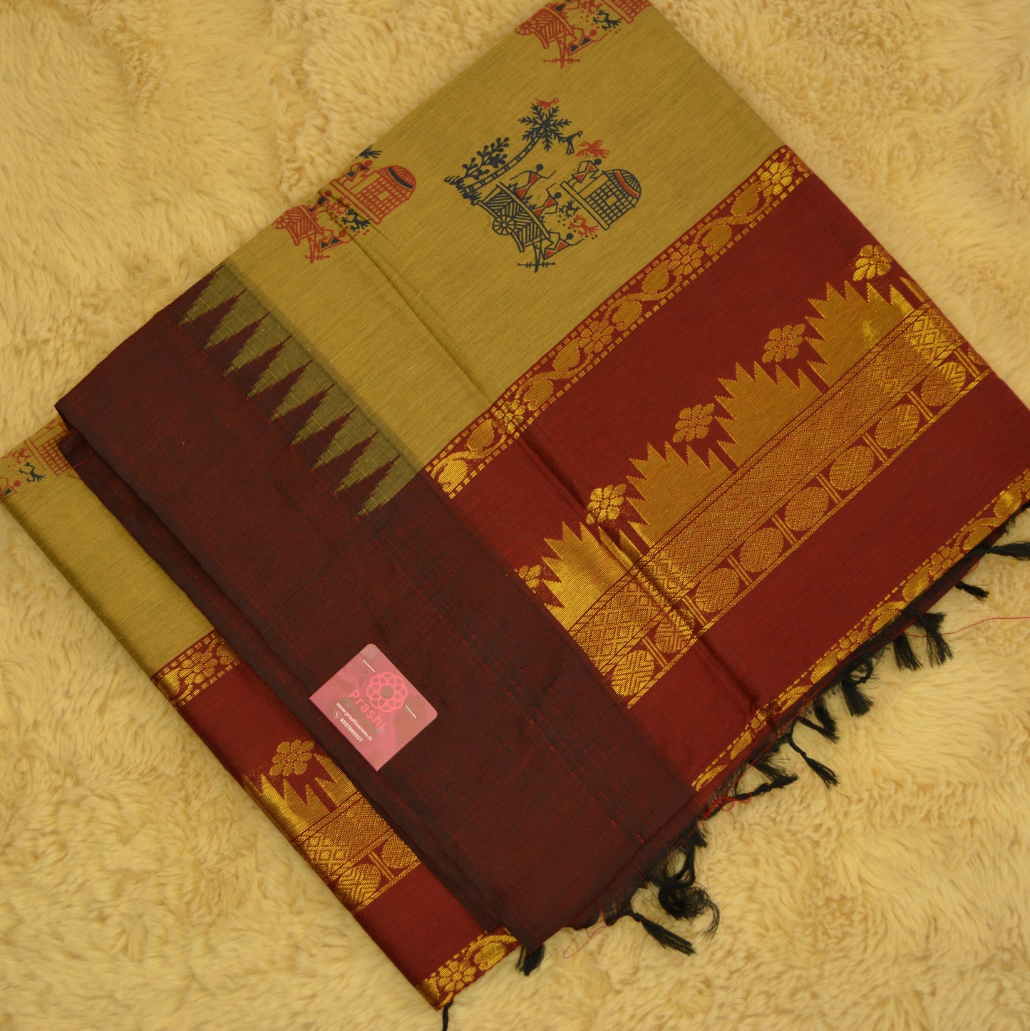 Sand colour kalyani cotton digital print saree