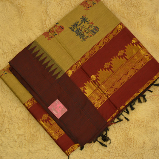 Sand colour kalyani cotton digital print saree