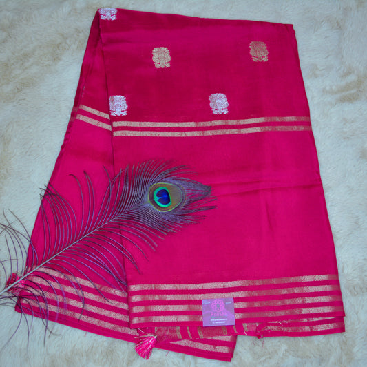 Pink pure viscose crepe saree